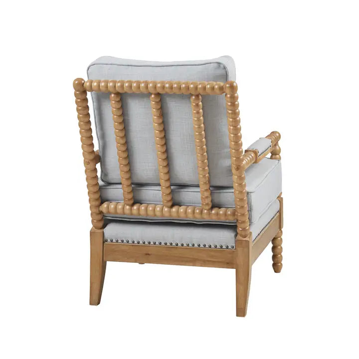 Padded Arm Rest Turned Legs Farmhouse Accent Chair