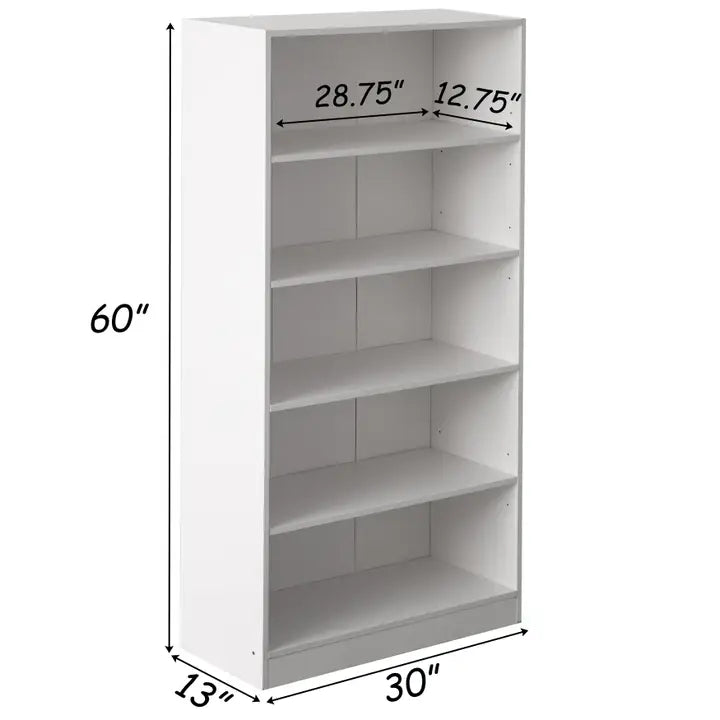 Freestanding Wooden Display Bookcase with 5 Open Shelves