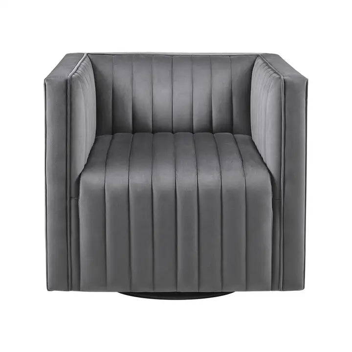 Velvet French Piping Swivel Accent Chair