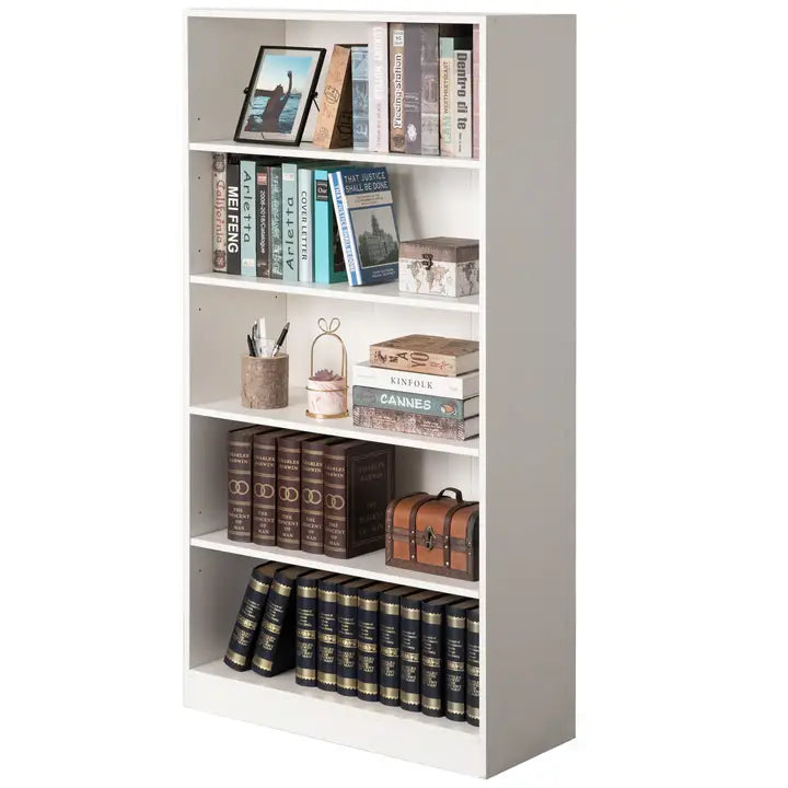 Freestanding Wooden Display Bookcase with 5 Open Shelves