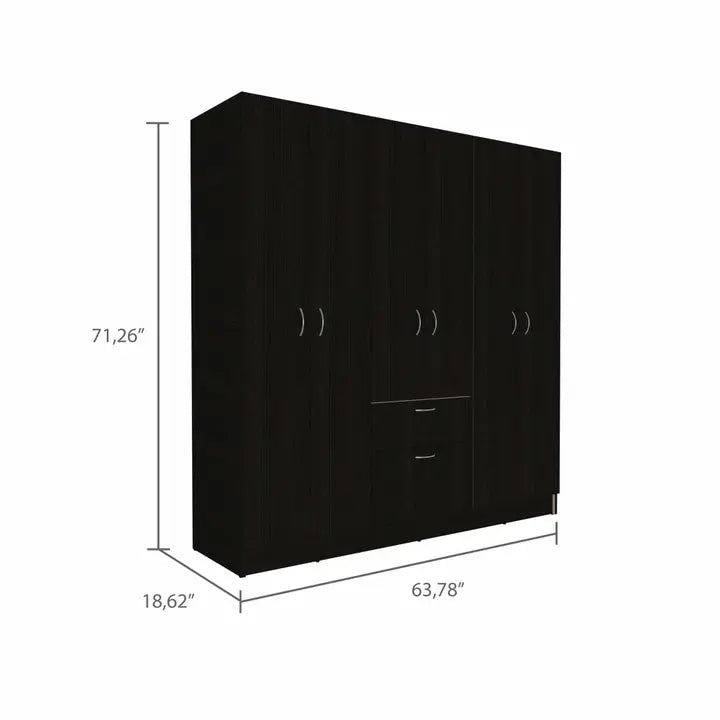 Guajira Six Door Armoire, Three Cabinets - Hidden Drawer