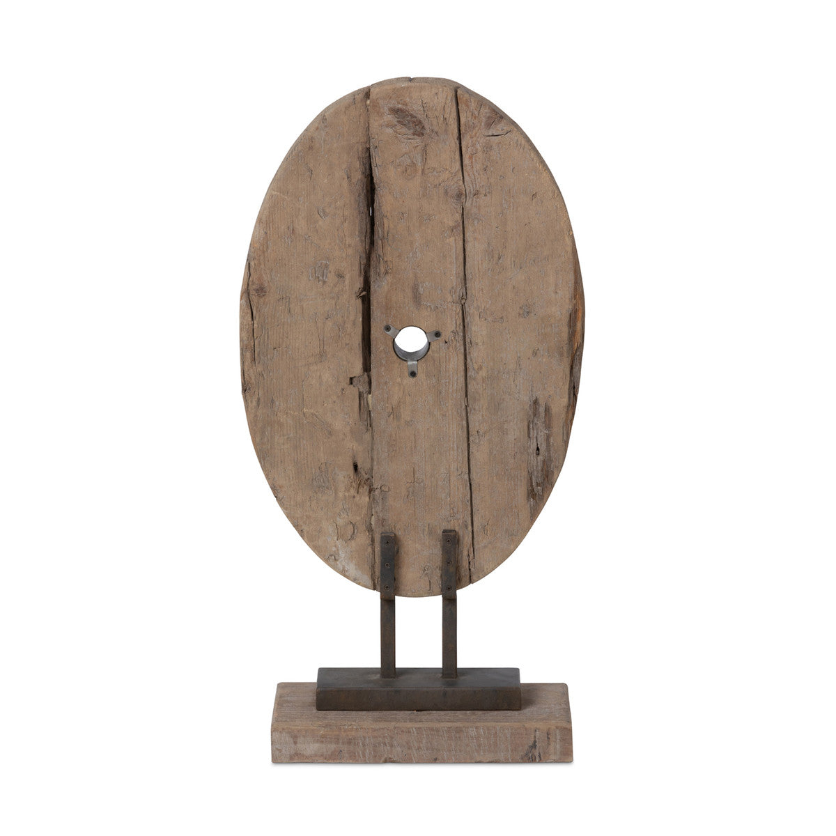 Found Wood Oval Mounted Sculpture