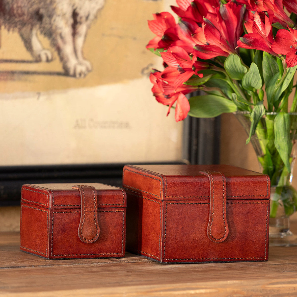 Leather Valet Storage Boxes - Set of 2