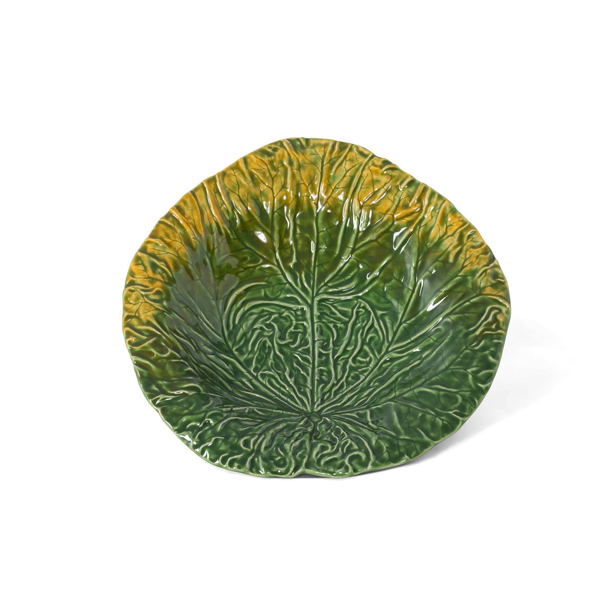 Green Cabbage Leaf Ceramic Charger - 14" Dia.