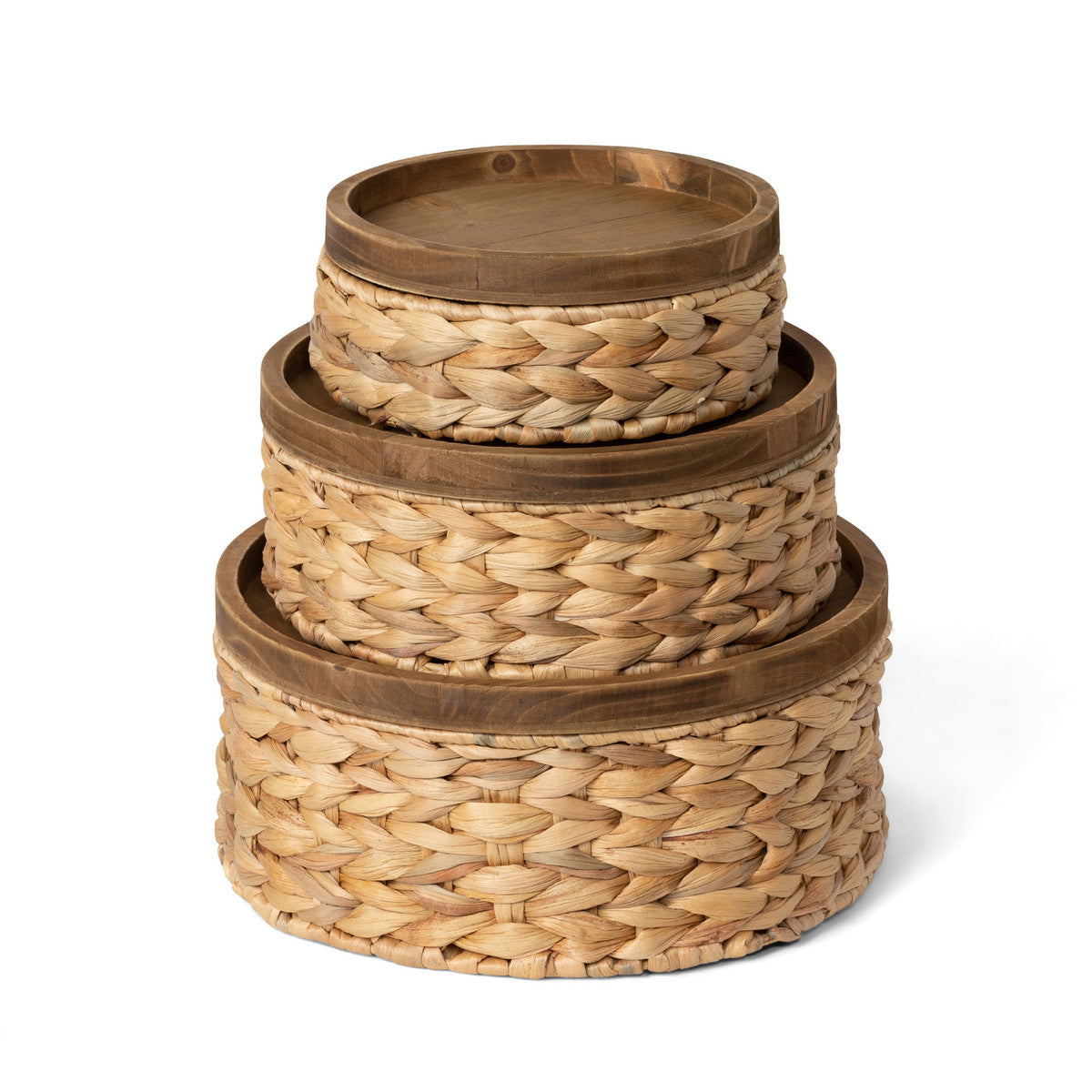 Woven Water Hyacinth Round Storage Basket - Set of 3