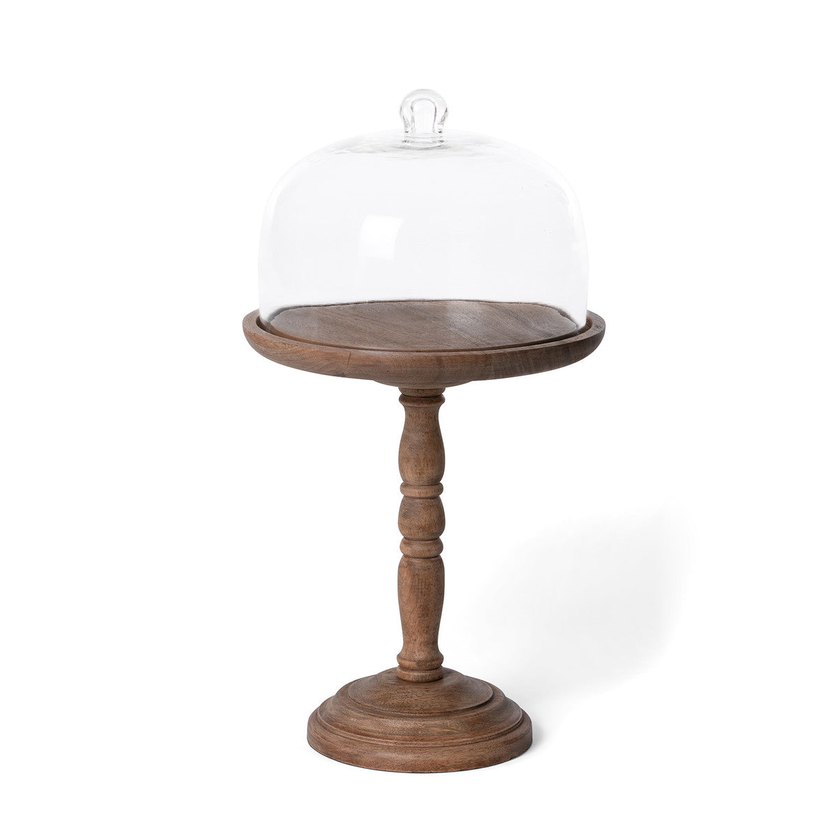 Elevated Wood Server with Glass Dome - 20"