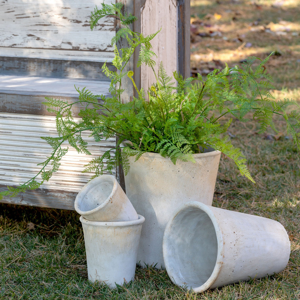 Distressed Concrete Tall Planter - Large