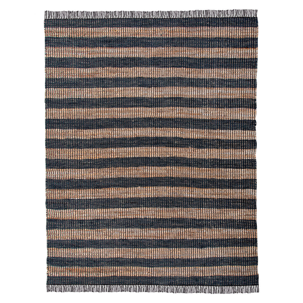 Leather and Hemp Woven Rug
