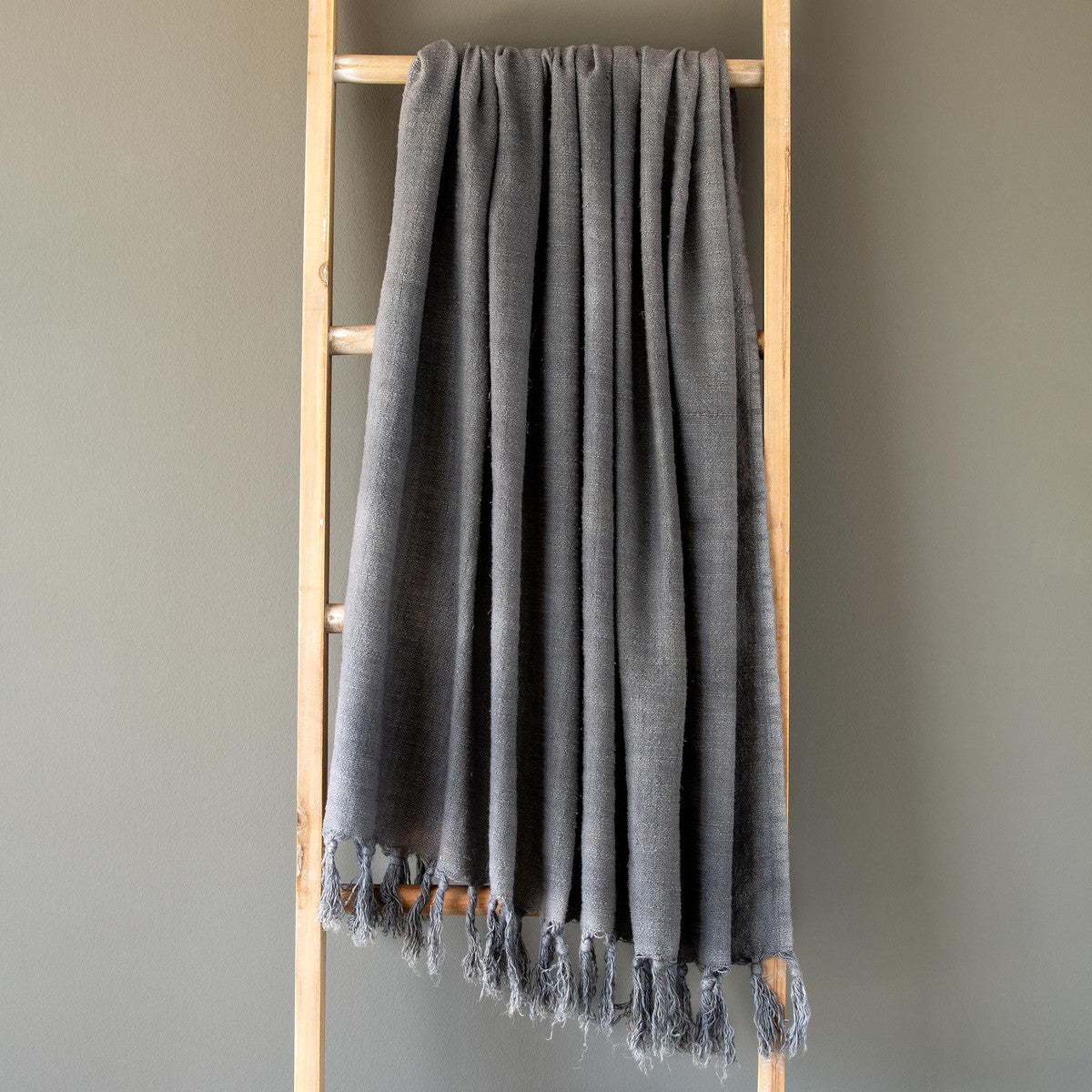 Washed Linen Throw - Grey