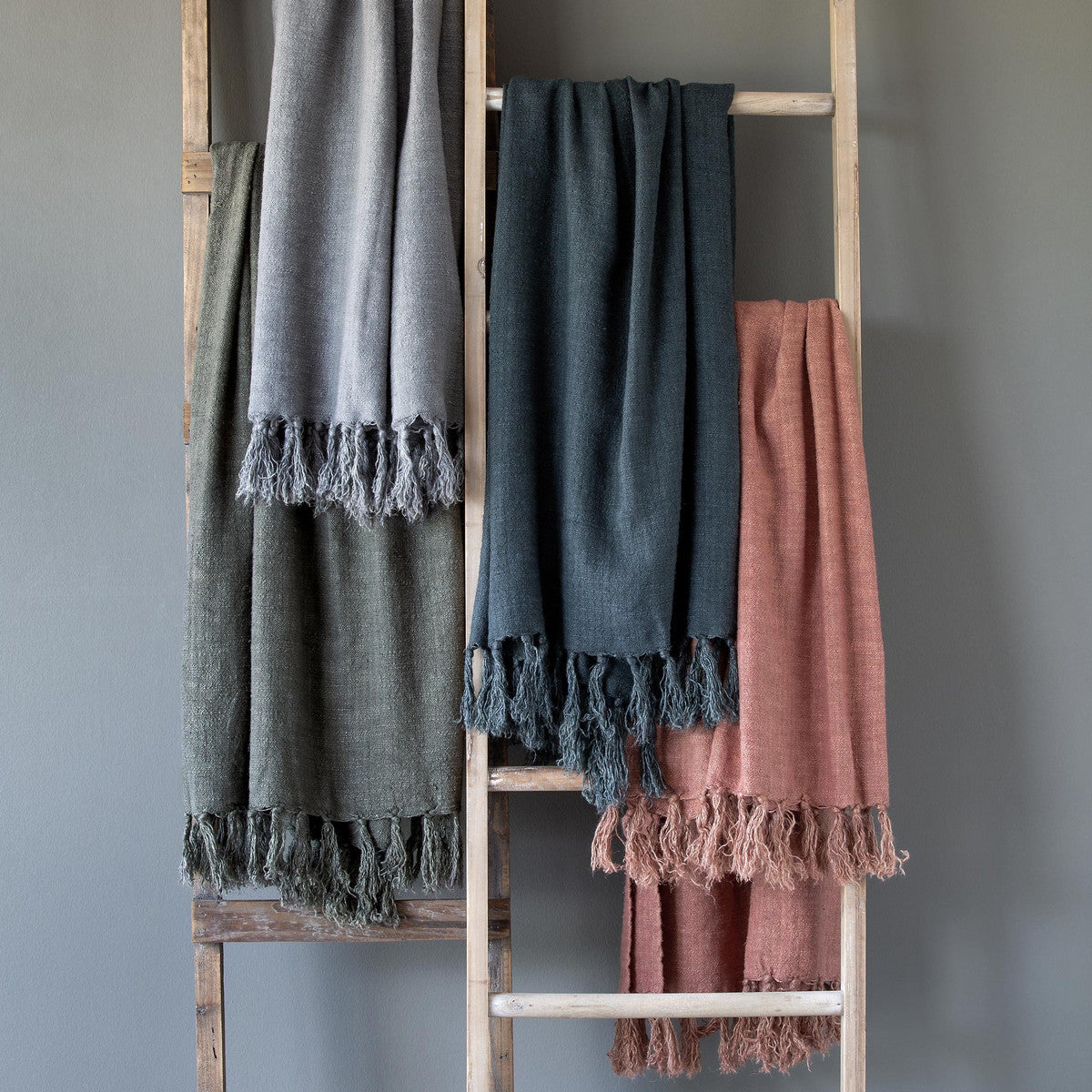 Washed Linen Throw - Grey
