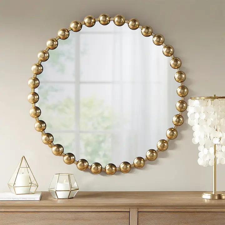 Round Iron Framed Wall Decor Mirror Gold