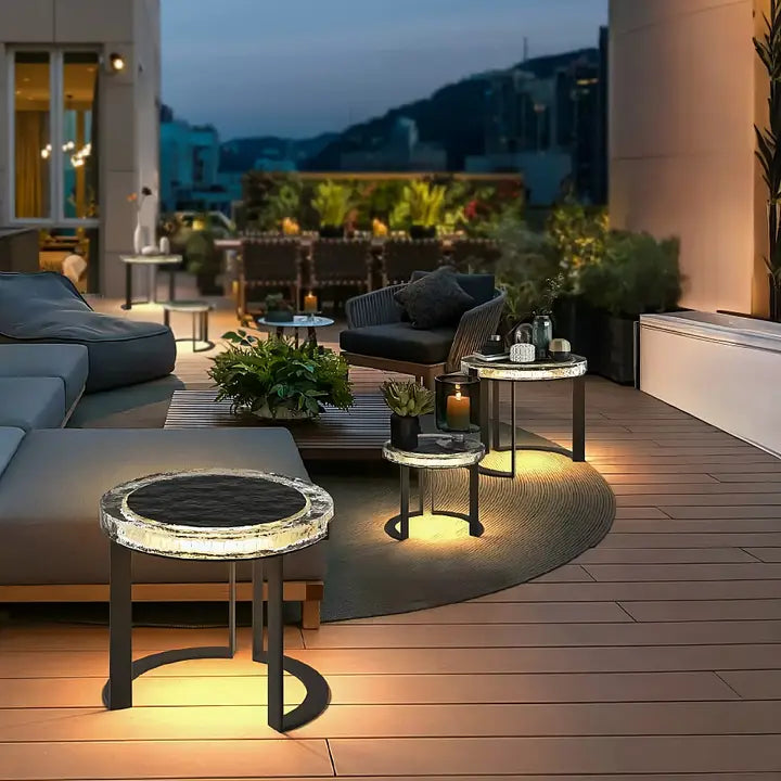 Solar Powered Garden Acrylic Coffee Table with Light