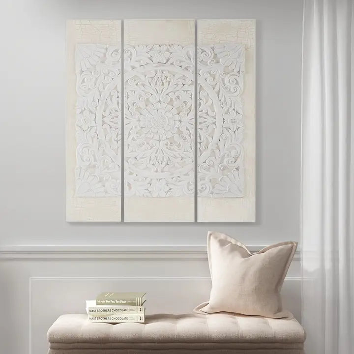 Mandala 3D Embellished Canvas 3-Piece Wall Decor