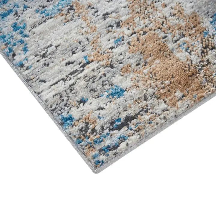 Runner Blue Abstract Accent Area Rug