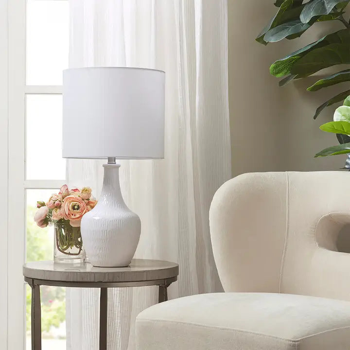 Teardrop Ceramic White Table Lamp